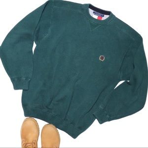 TOMMY HILFIGER Vintage Crewneck Green Sweater